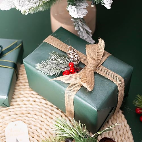 Miniatura 6 de Flyhill Mini rollo de papel de regalo verde oscuro, 17 pulgadas x 32.8 pies (46.8 pies cuadrados), color sólido con envoltura de regalo de brillo