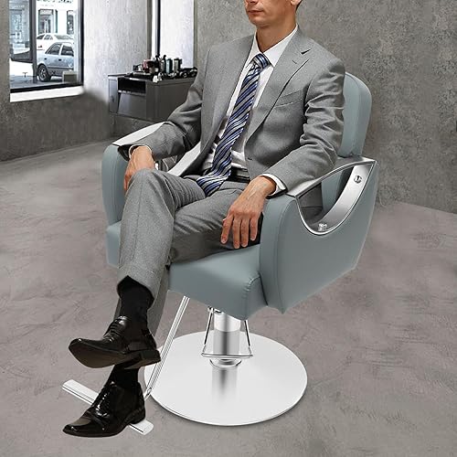 Miniatura 58 de Silla de peluquería para estilista, silla de peluquería para el hogar, altura ajustable y giratoria de 360°, sillas de salón de belleza, spa,