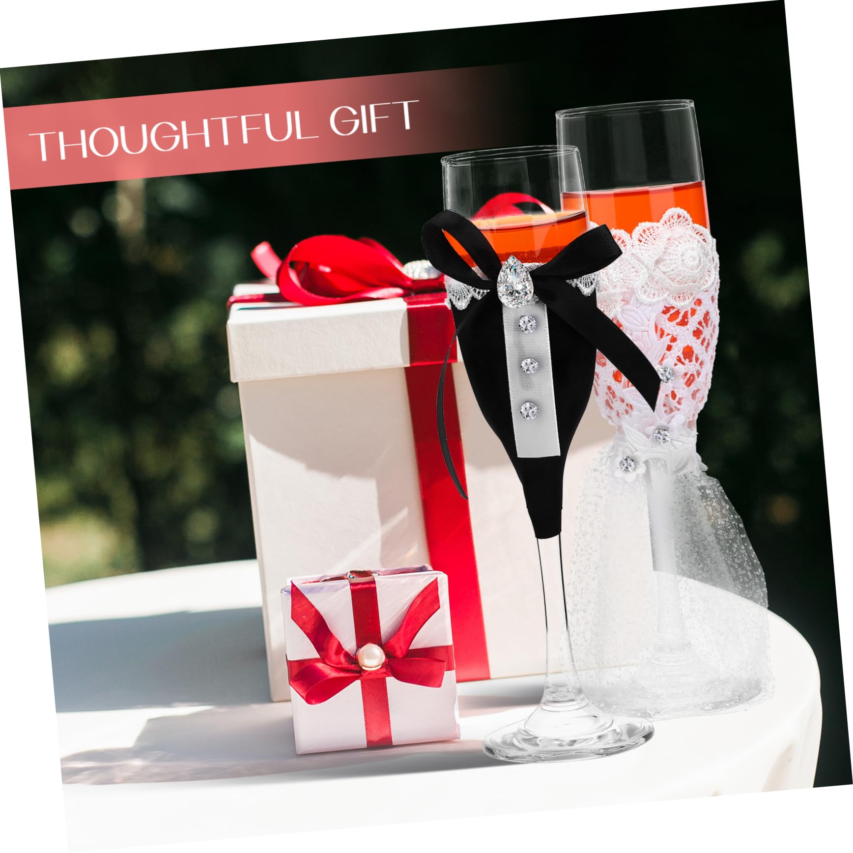 1juego Copas De Brindis Para Boda Elegantes Flutes Decorativas Para Novios Vaso De Champán Para Celebraciones Diseño De Vestido y Traje Para Aniversarios y Compromisos