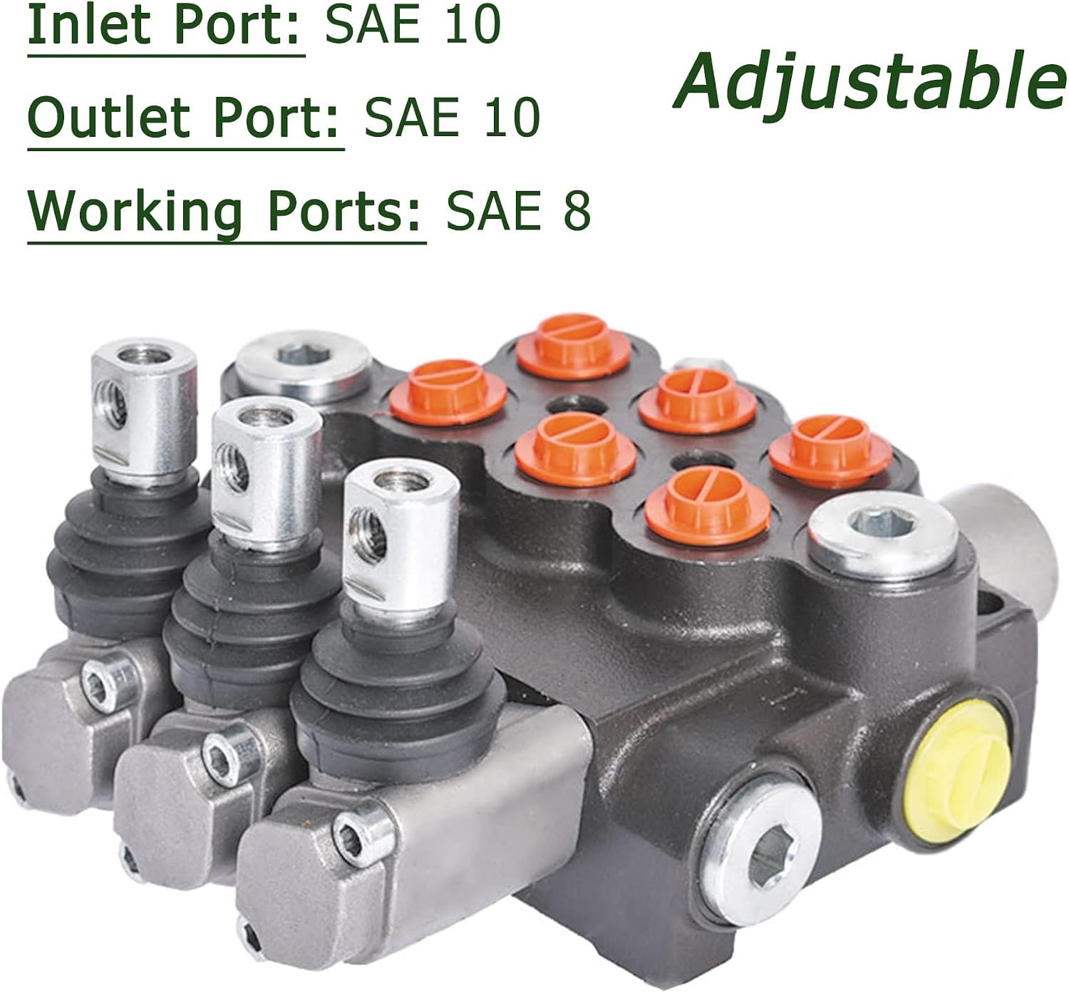 3 Spool 13GPM Hydraulic Directional Control Valve, 3600PSI SAE Ports Double Acting Hydraulic Valve with Joystick