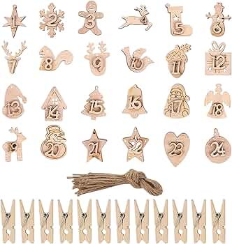 Amazon.co.jp: クリスマス オーナメント 木製 アドベントカレンダー 24