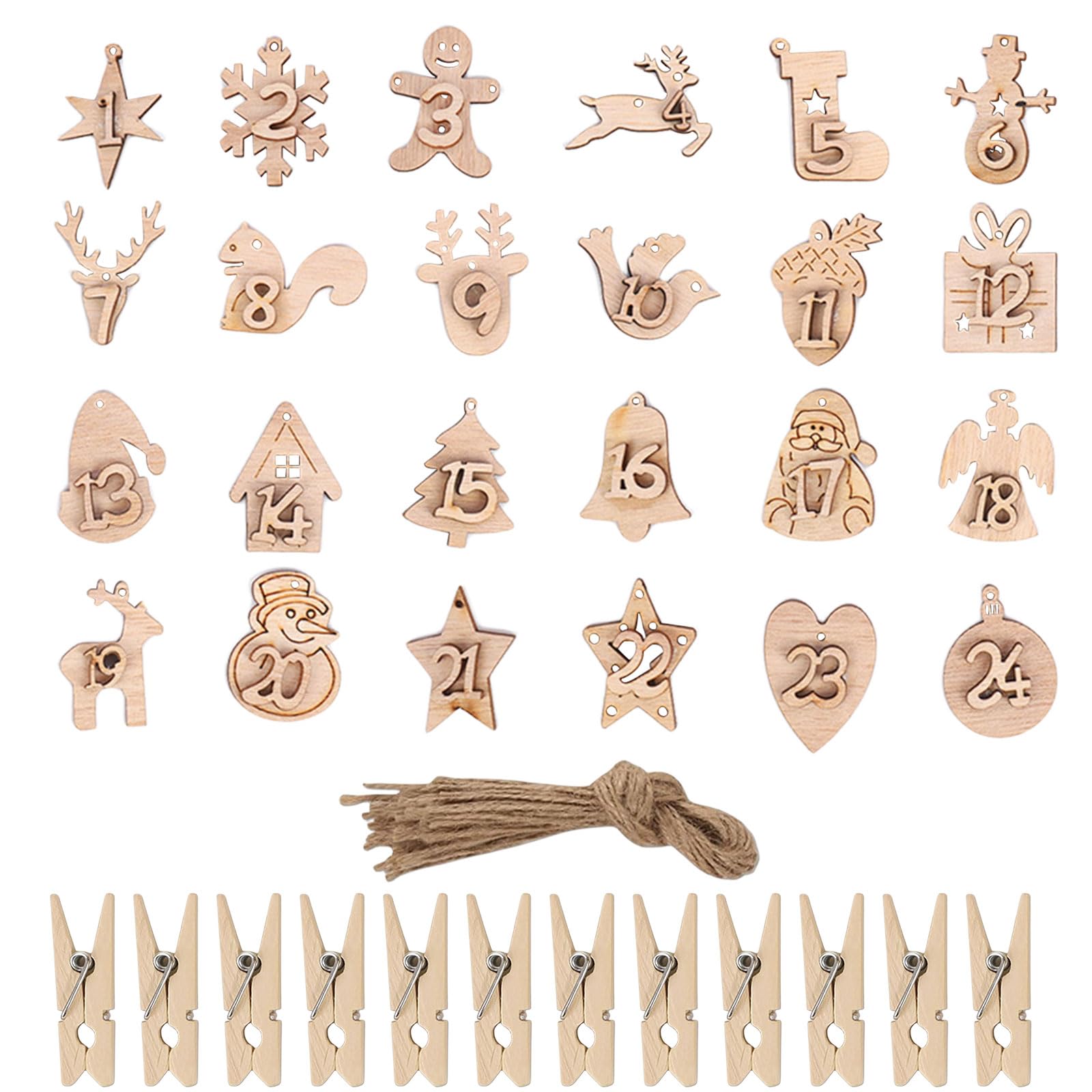 Amazon.co.jp: クリスマス オーナメント 木製 アドベントカレンダー 24
