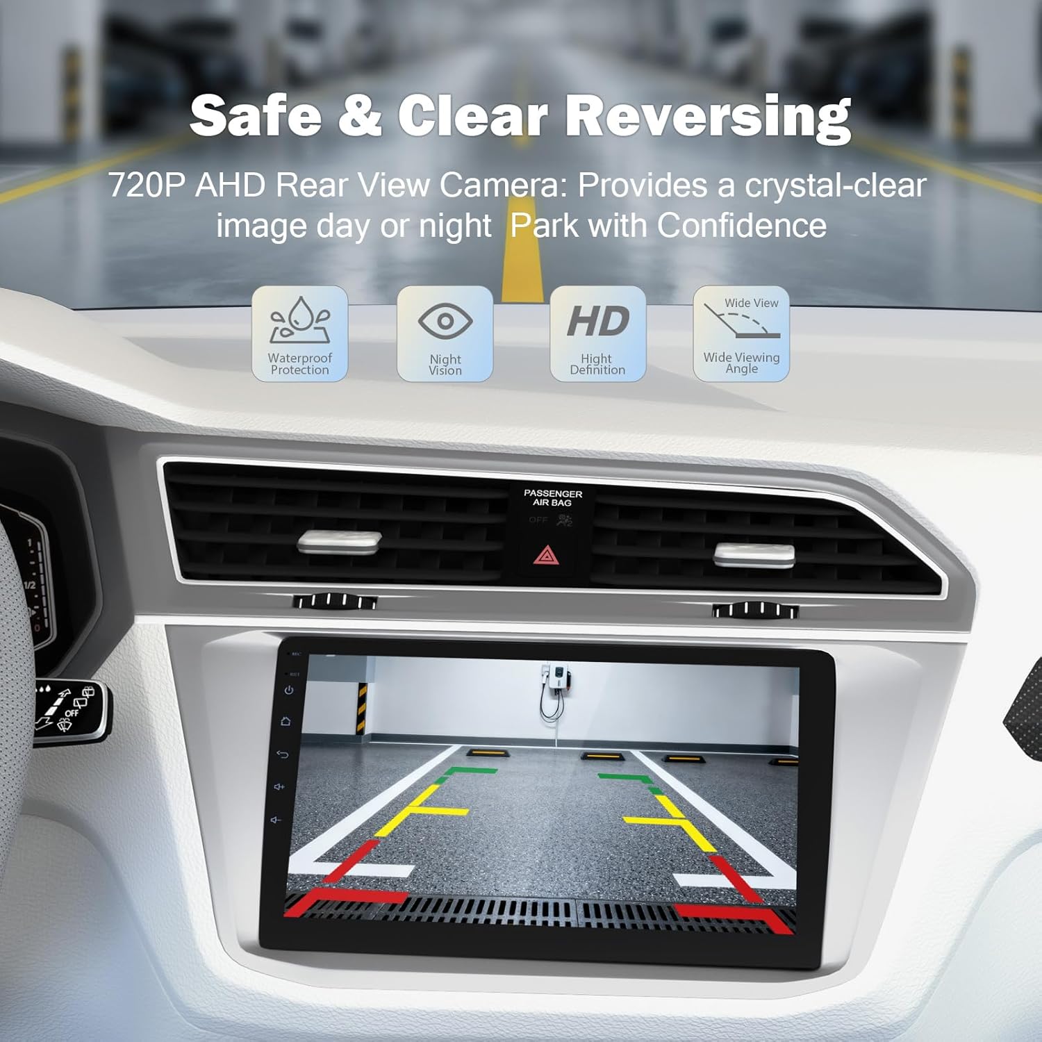 9 Inch Double Din Car Stereo with Wireless Apple CarPlay & Android Auto, CarPlay Screen for Car, Touchscreen Bluetooth Car Stereo Receiver