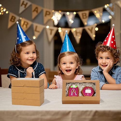 Miniatura 4 de RomanticBaking Paquete de 50 cajas de galletas de color marrón de 7 x 4 38 x 1 pulgadas, cajas de galletas de pastelería, cajas de embalaje para