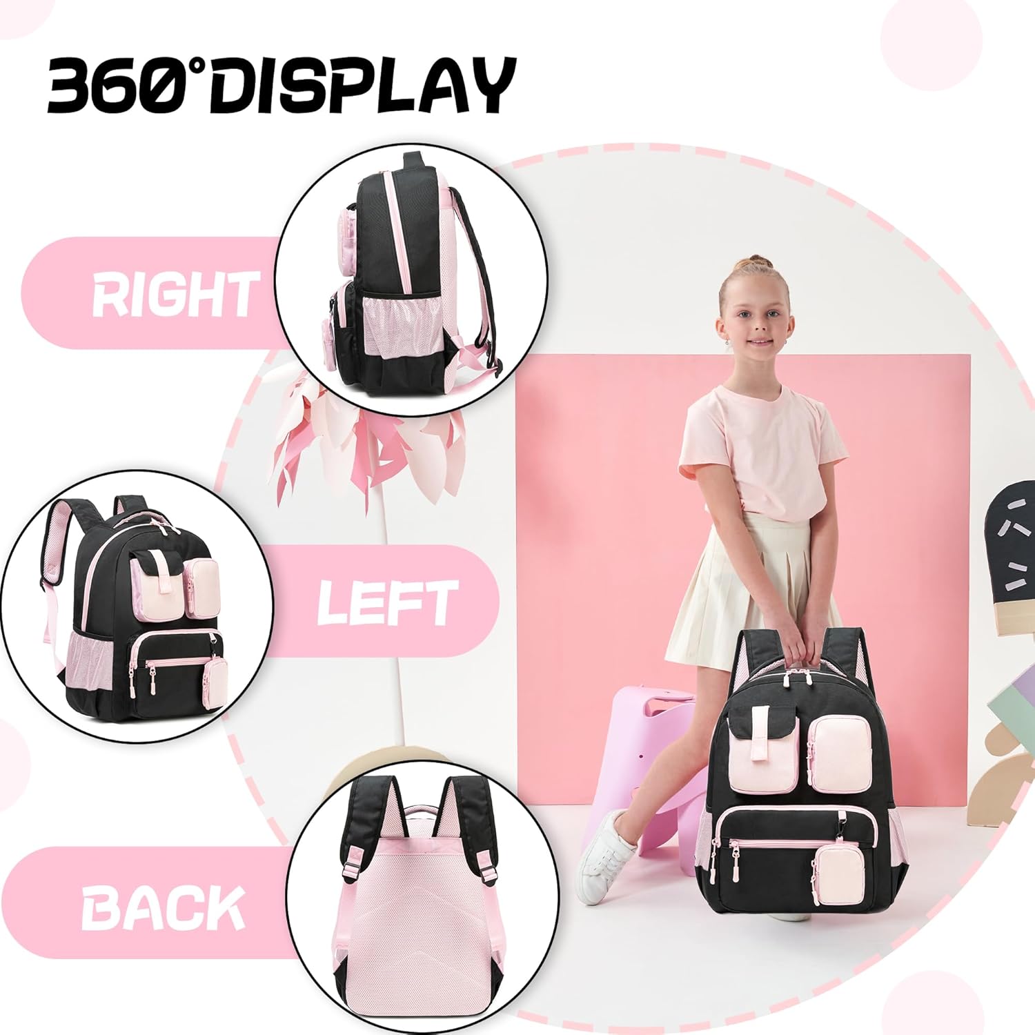 Cute Backpack for Girls Aesthetic Backpack School Backpack for Girls Backpack with Lunch Box Back to School Supplies - Image 3