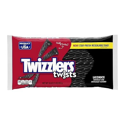 Twizzlers Black Licorice Twists, 16 oz Licorice Candy