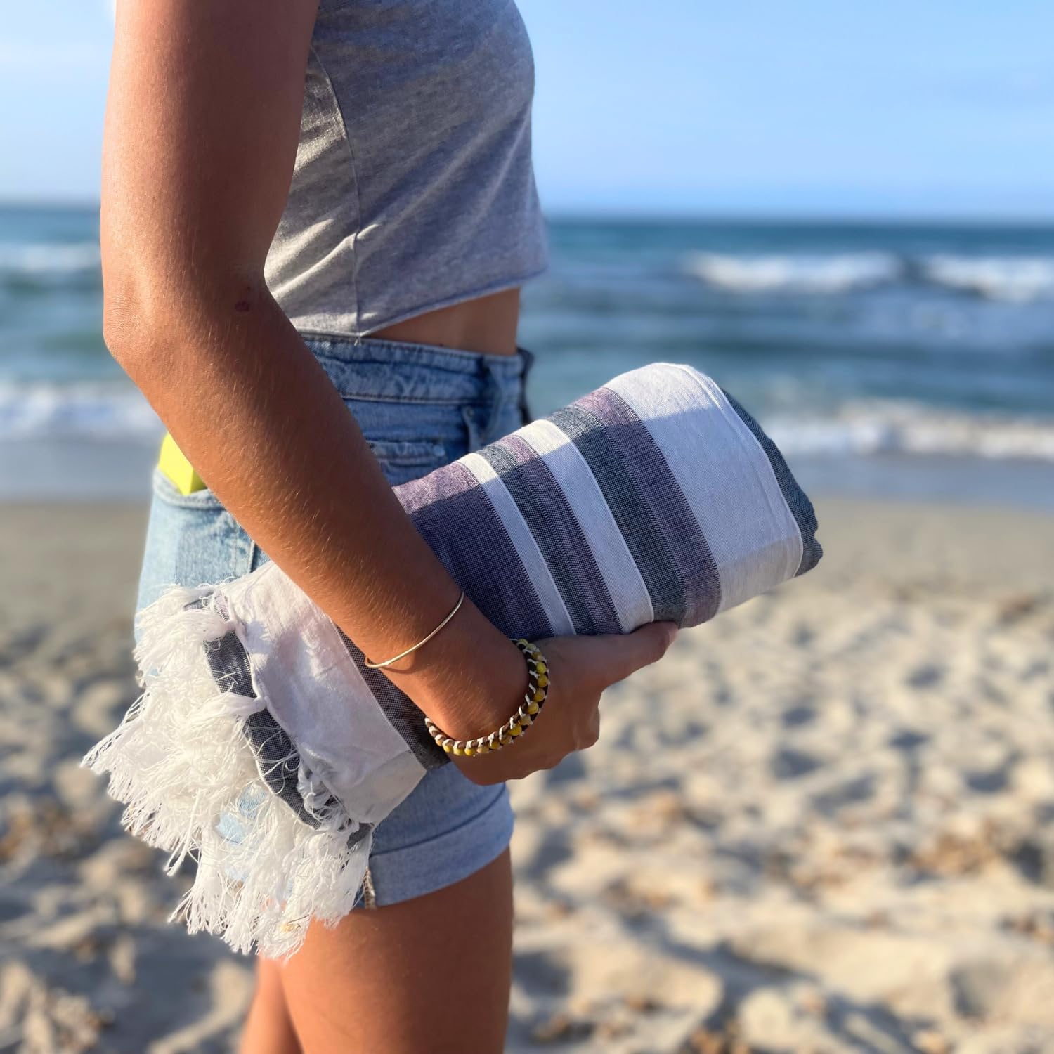 Telo Da Picnico Antisabbia MOMOMUS XXL 210x240cm - Leggero, Con Frange, Per Spiaggia E Campeggio - Foto 13