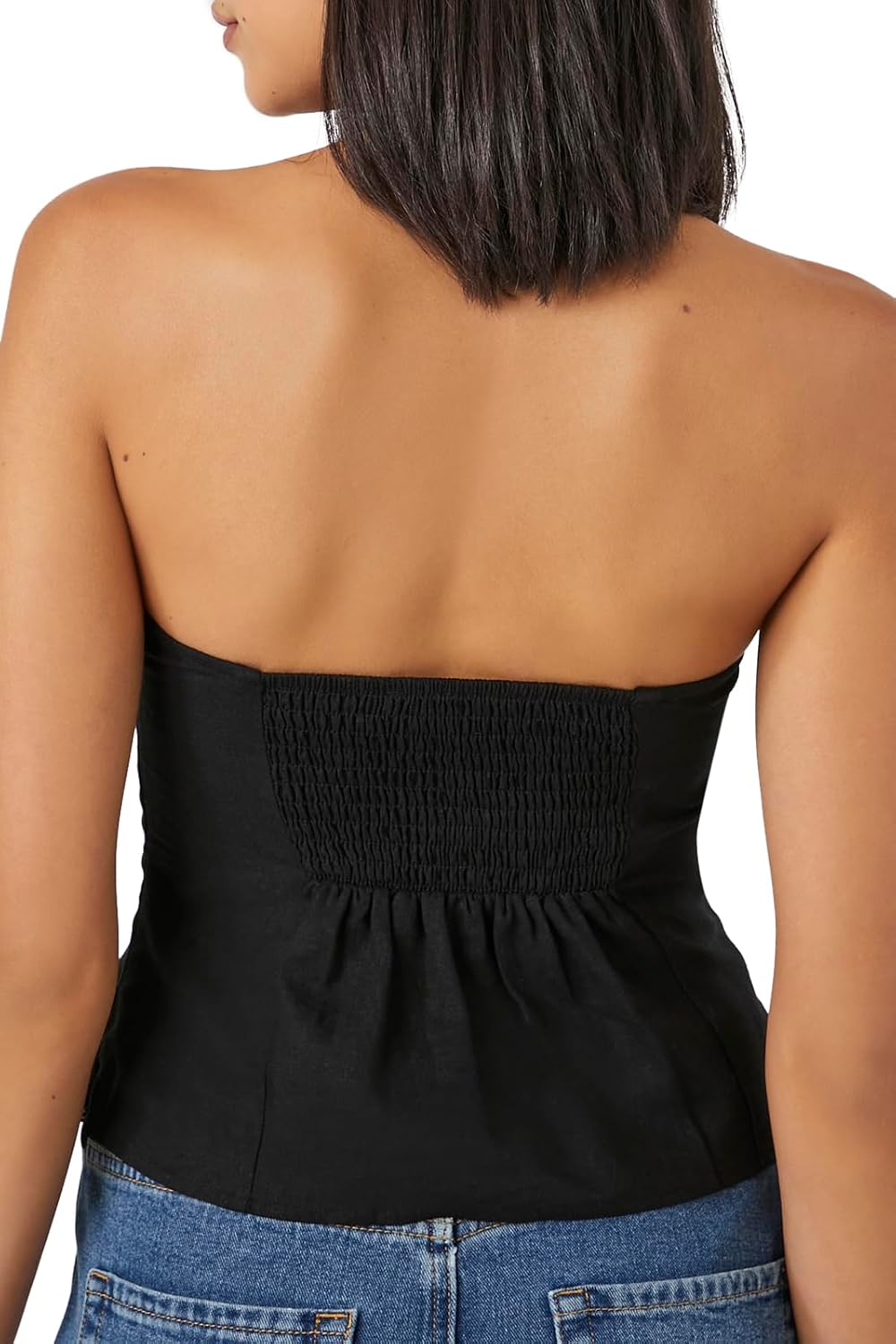 Forever 21 Womens Linen-Blend Smocked Tube Top - Image 3