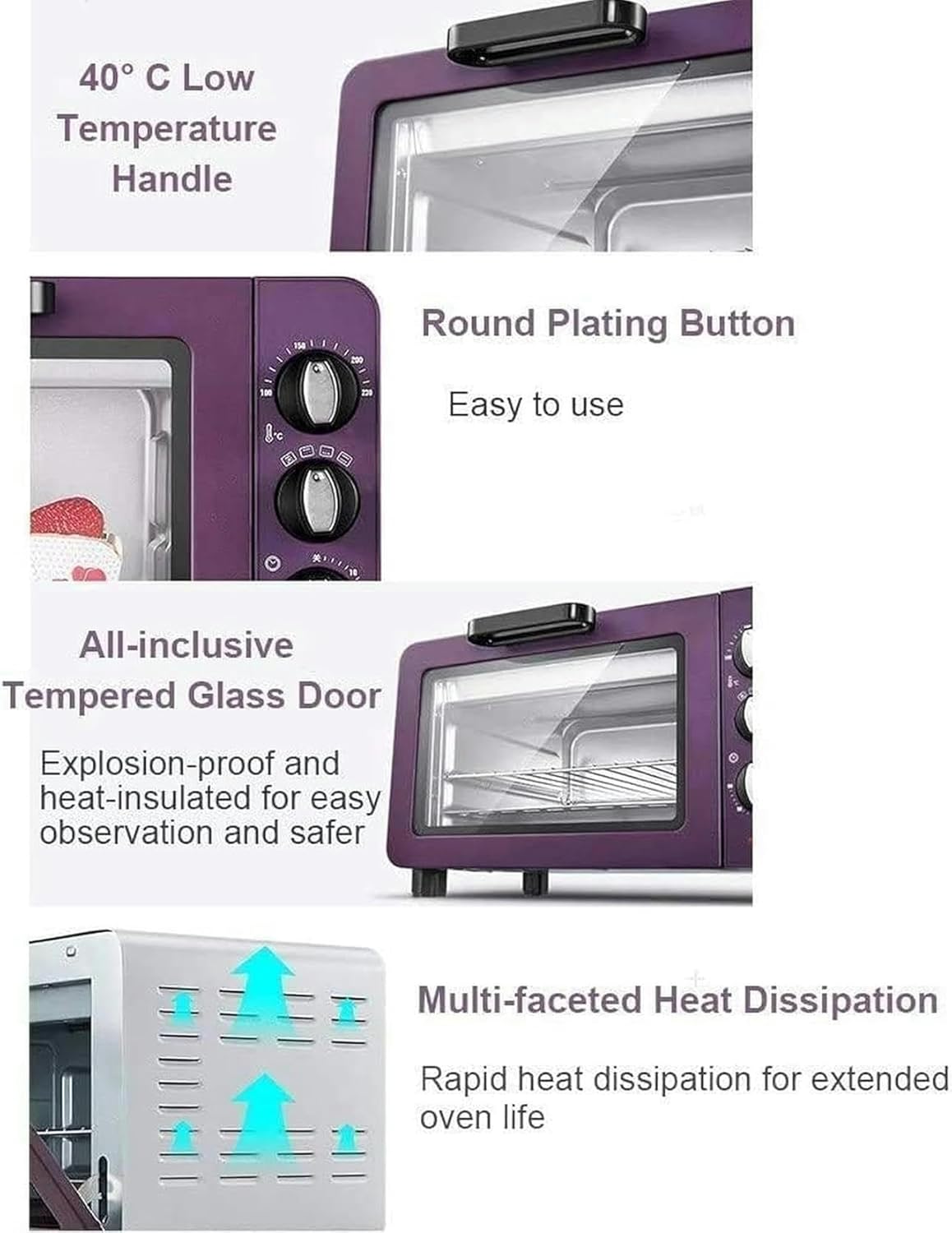 Mini 12 -Liter And 1500 W Electric Oven, Stainless Steel Bread Baking Machine, Home Kitchen Bread To Toaster, Pizza, Time And Temperature Cake Manufacturer Can/1