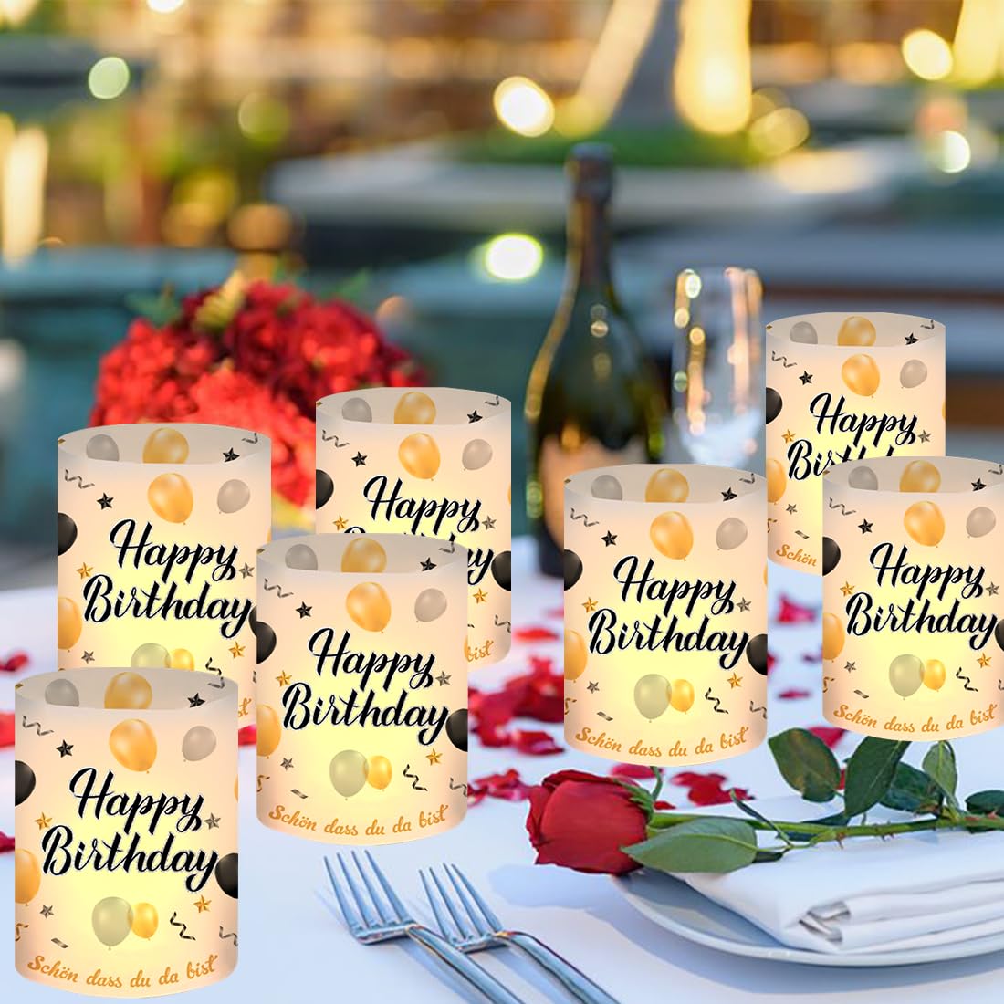 Lot de 12 Lanternes Photophores Décoratives Anniversaire Bougies Chauffe-Plat