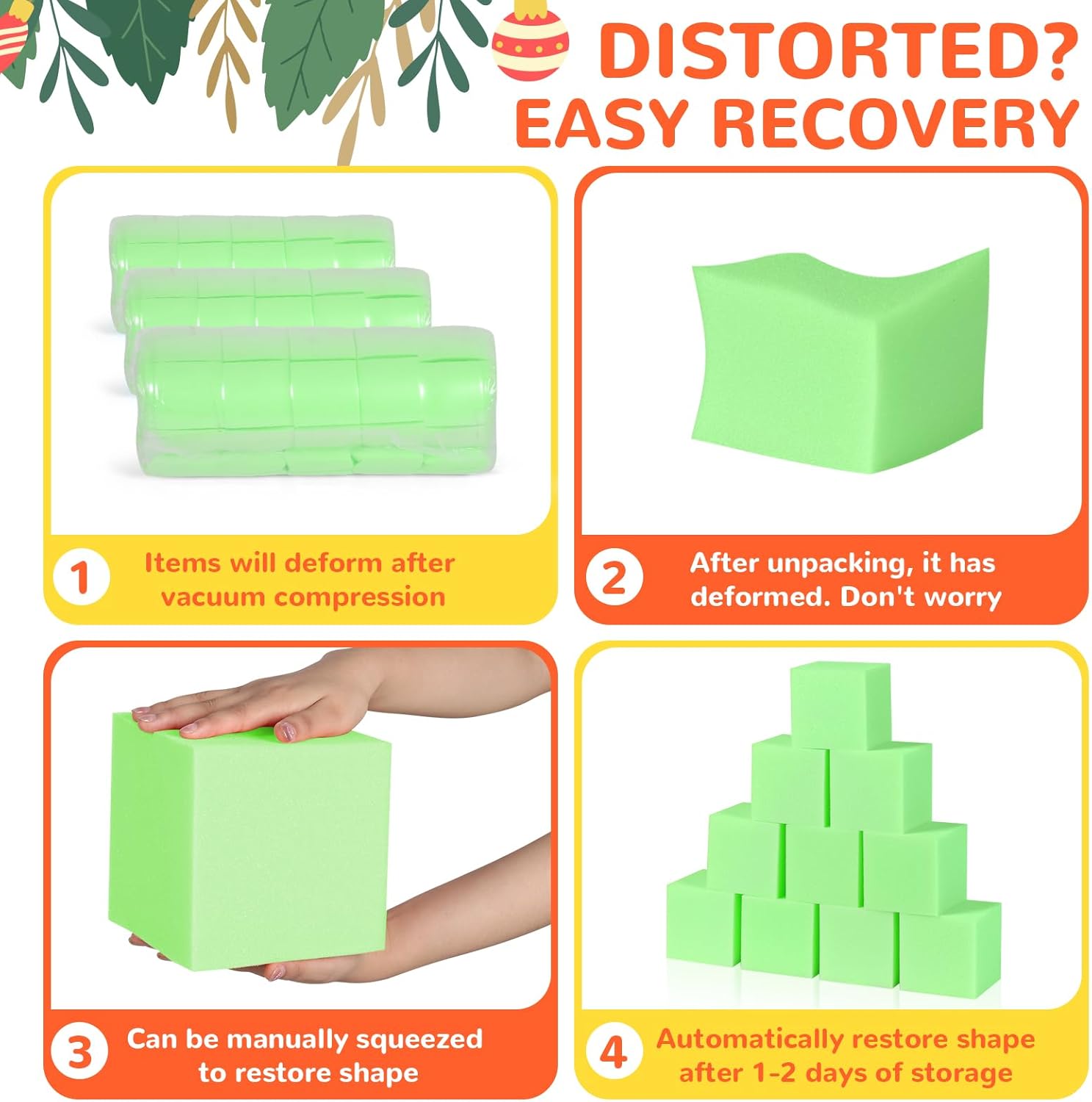 Foam Pit Blocks Foam Padding Sponge Pit Cubes Sponge Blocks for Amusement Park Gymnastics Freerunning and Parkour Courses - 24PCS 5" x 5" x 5" (Light Green)