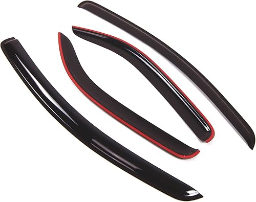 Miniatura 2 de Tuningpros WD2-058 Deflector de visera de ventana de montaje exterior, protector contra la lluvia, color humo oscuro, juego de 4 piezas compatible