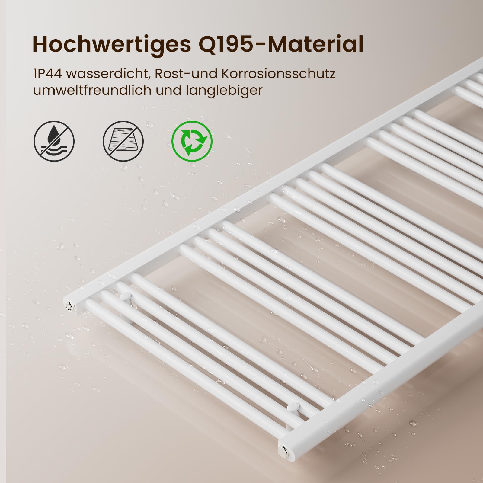 Heilmetz Badheizkörper Weiß Handtuchtrockner 1800 x 600 mm Heizung Mittelanschluss