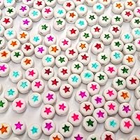 Vista 32 de 800 cuentas redondas blancas de letras del alfabeto acrílico de 4x7mm de la A a la Z, formas mixtas de plástico, cuentas sueltas a granel