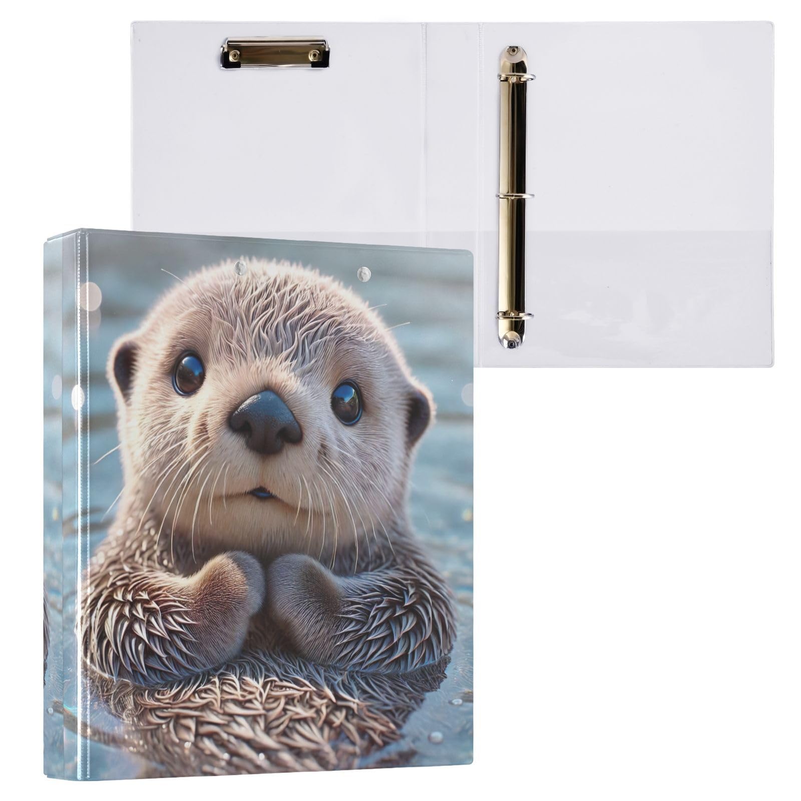 Raccoglitore a 3 anelli stampato, 3,8 cm, con tasche, raccoglitore decorativo per scuola, università o ufficio, lontra carina