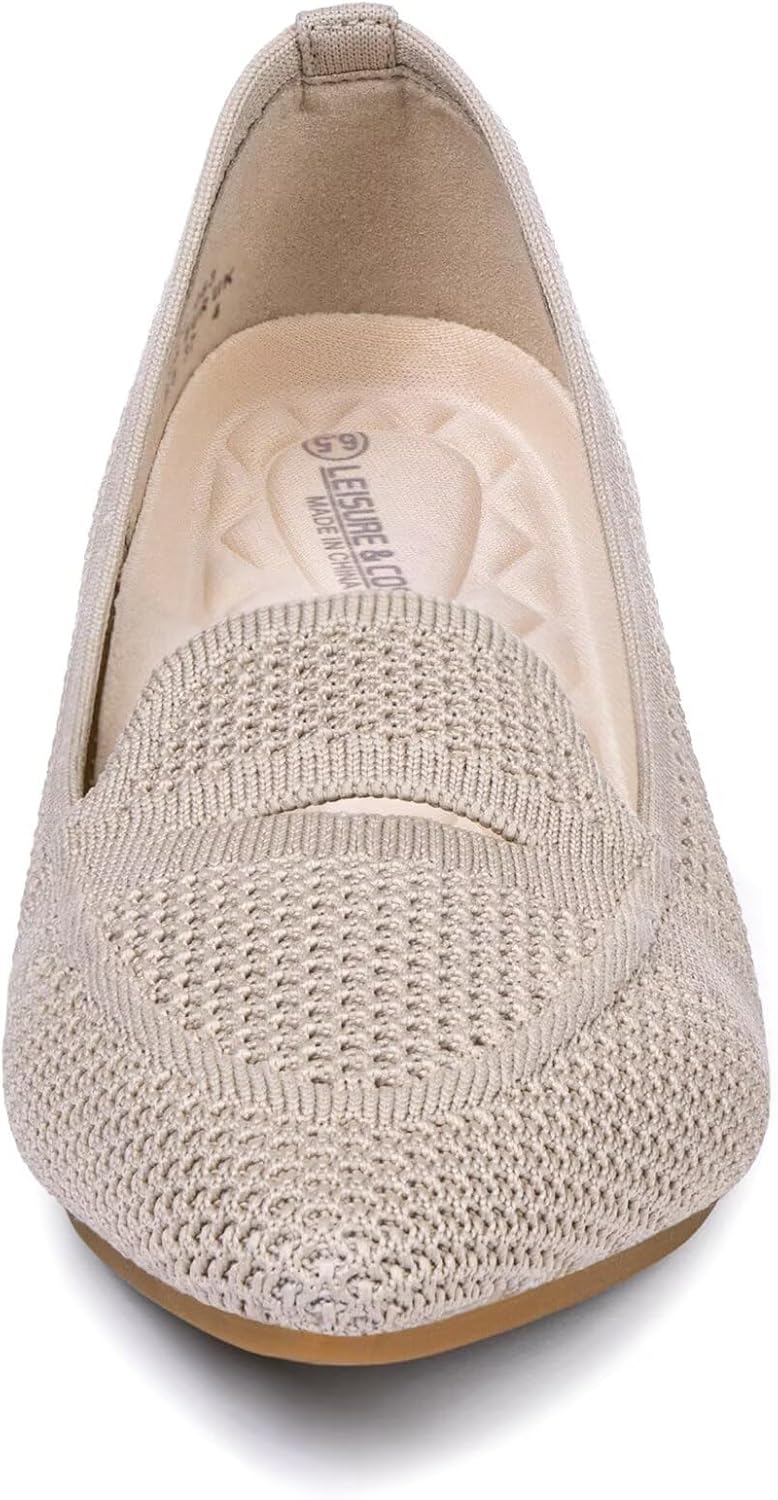 Women's Pointed Toe Penny Loafers | Dressy Ballet Flats for Women | Knit Mesh Slip-on Loafer Shoes | Comfortable & Lightweight