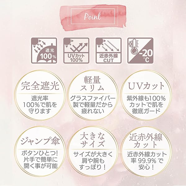 macocca(マコッカ) 完全遮光 晴雨兼用 UVカット 100% 軽量スリム ジャンプ傘 親骨58cm 日傘 雨傘 レディース メンズ 遮蔽 撥水 - 4