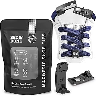 2 Pair Flat Elastic Shoelaces with Magnet Lock - No Tie Shoe Laces for Adults and Kids
