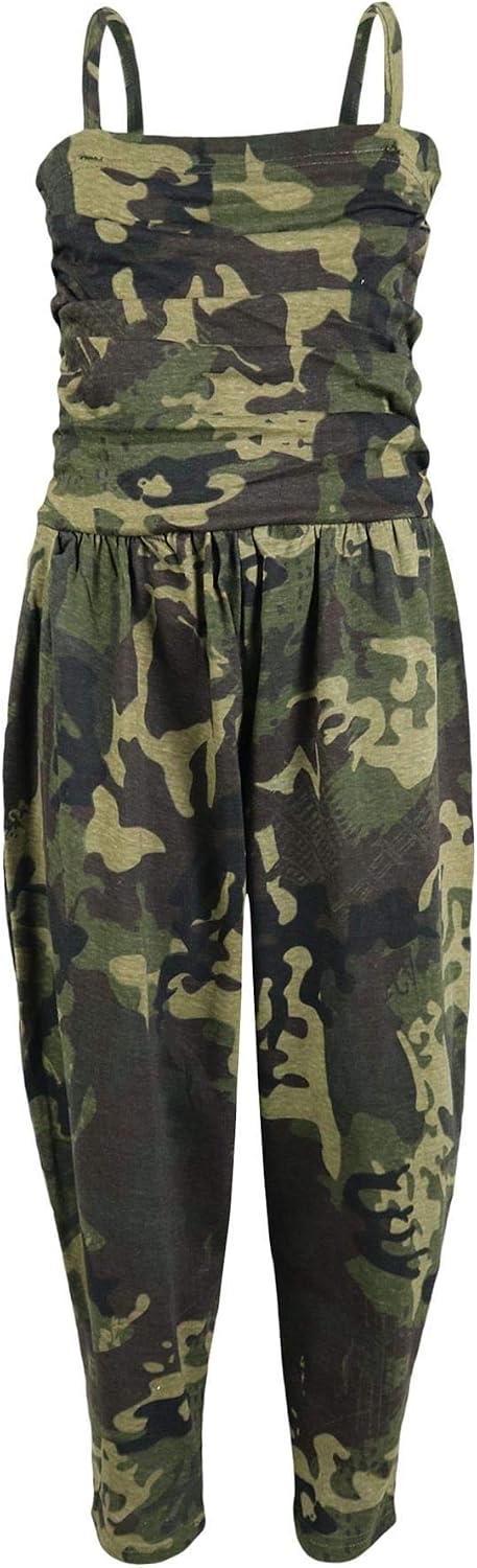 Kids Girls Jumpsuit Camouflage Green Trendy Fashion All In One Jumpsuits 5-13 Yr