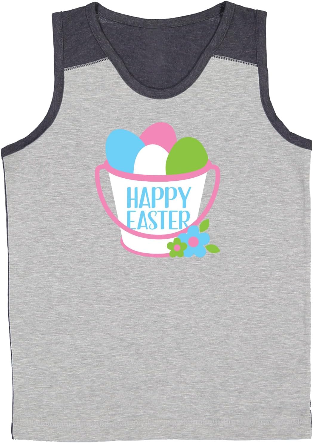 Haase Unlimited Happy Easter Basket - Egg Hunt Bunny Youth Contrast Back Tank Top