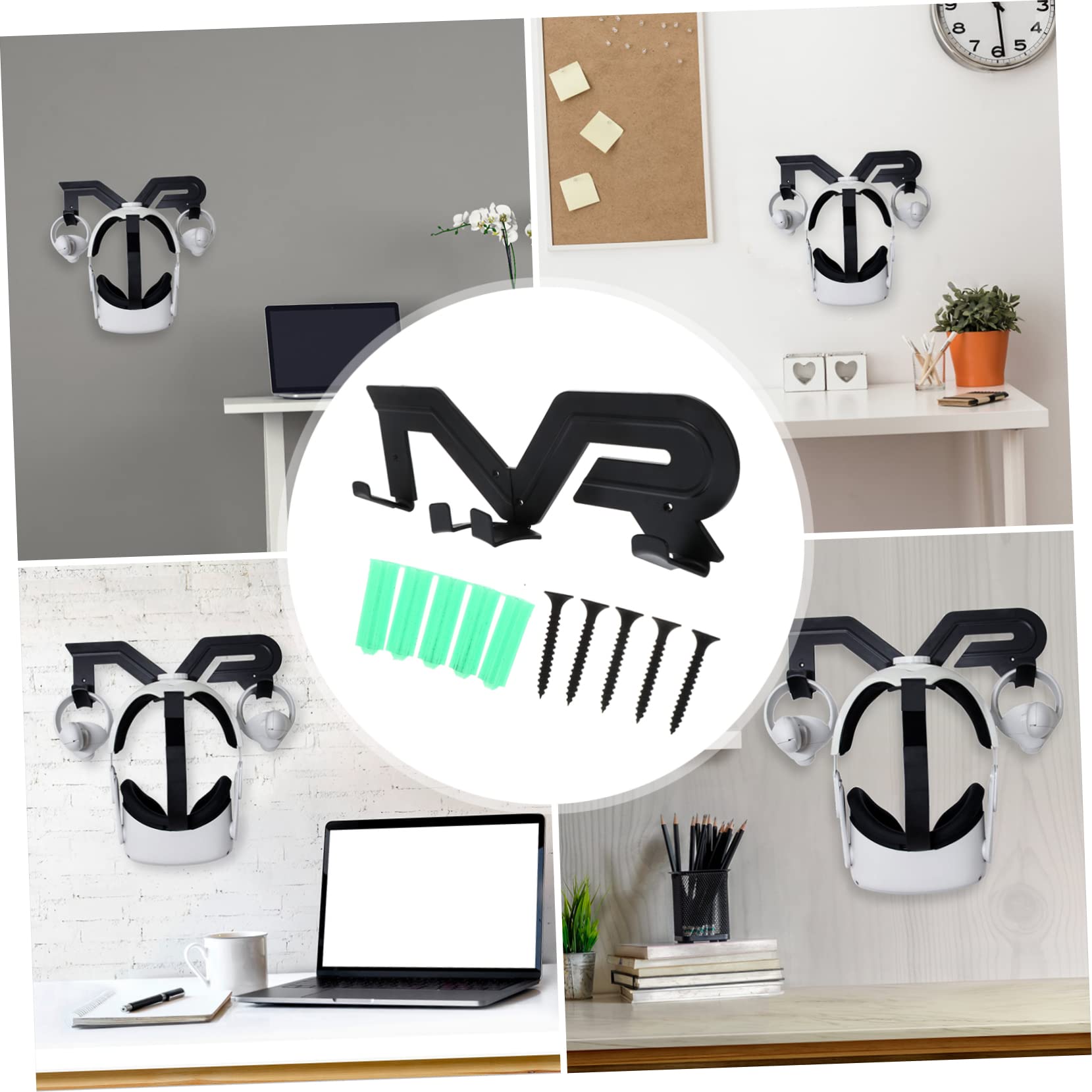 SHINEOFI Supporto Per Visore Vr Da Parete Staffa Di Stoccaggio, Portaocchiali Vr Leggero in Materiale Resistente, Mensola Nera Per Organizzazione Salvaspazio Di Accessori Realtà Virtuale