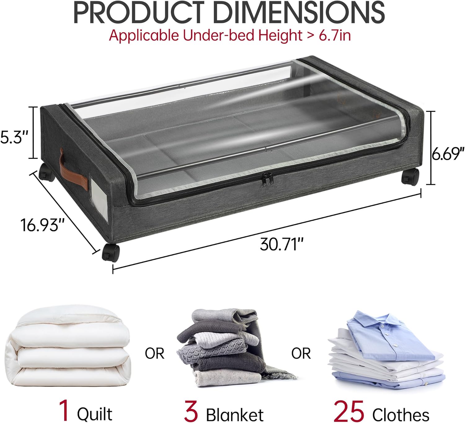 Yecaye Under Bed Storage with Wheels, 2Pack Grey Under Bed Storage Containers and 2Pack Beige Under Bed Shoe Storage with Dividers