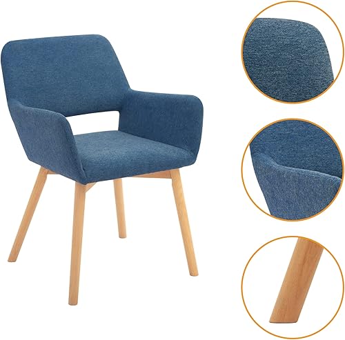 Miniatura 6 de CangLong Cojín de tela para ocio, moderno, para sala de estar, comedor, sillas de brazo para invitados de club, con patas de madera maciza, juego de