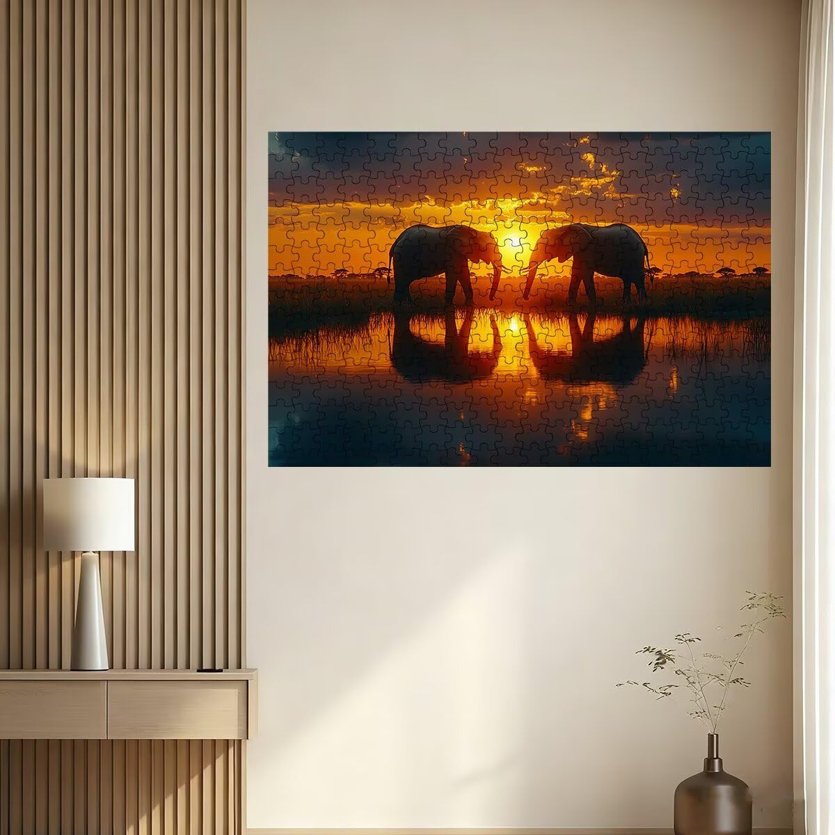 Puzzle 5000 Pezzi Elefante, Puzzle Tramonto per Adulti, Puzzles in Legno Intrattenimento Creativo, Divertimento, Puzzles Educativi Classici con Confezione di Alta Qualità Idea Regalo Donna Decor -2656