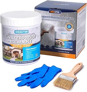Transparent Waterproof Coating, WEBSTER 35oz – Invisible Sealant for Roof, Wall, Bathroom, Shower, Window Sill, Indoor & Outdoor Use