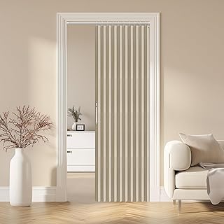 AJAZZ 100% Blackout Magnetic Door Curtain Accordion Doors Interior Folding Closet Door Curtain Invisible