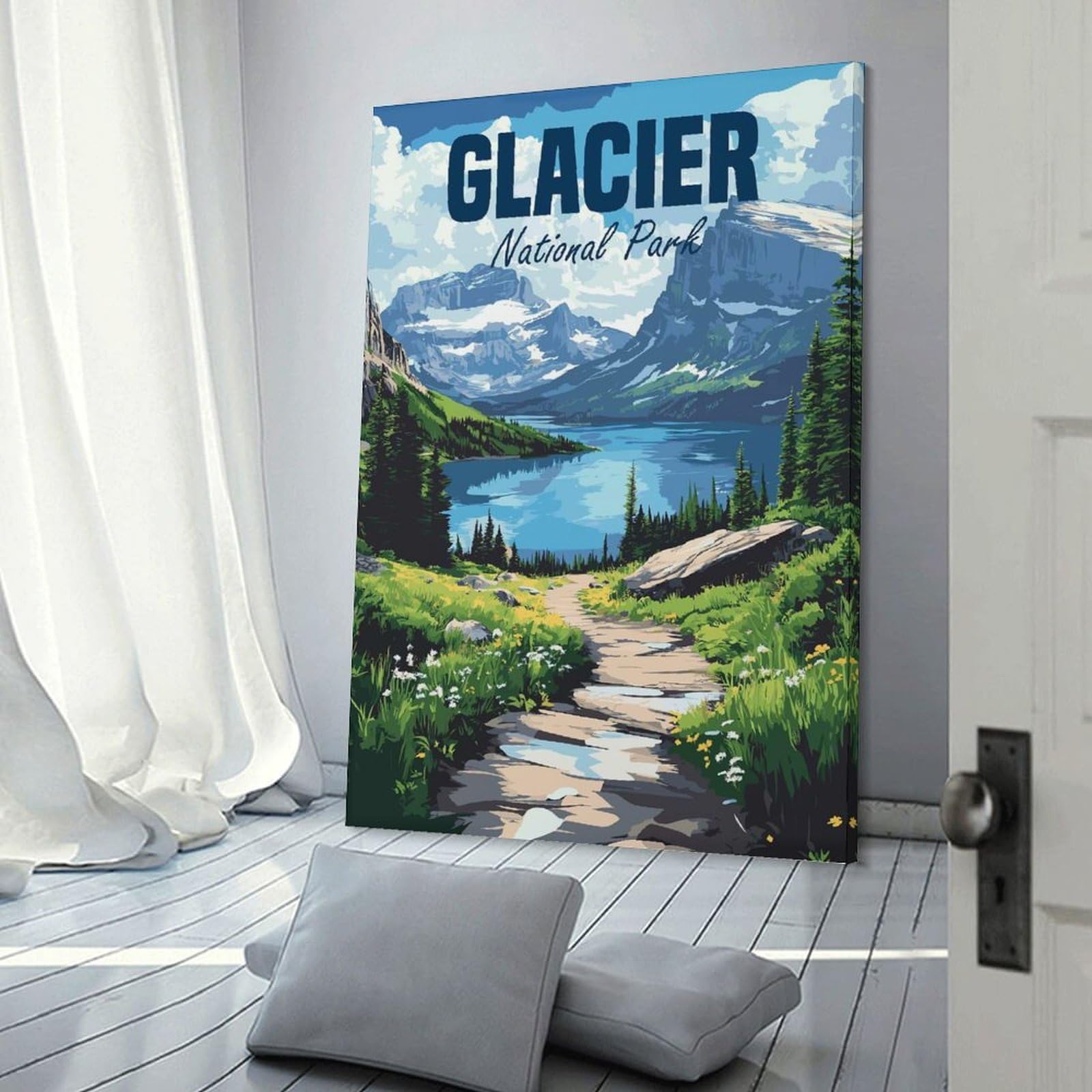 Junmoney Glacier National Park Wall Picture Print, 12x18inch(30x45cm), for Art Walls, Layered Displays Or Homes, Home Wall Art for Statement Displays