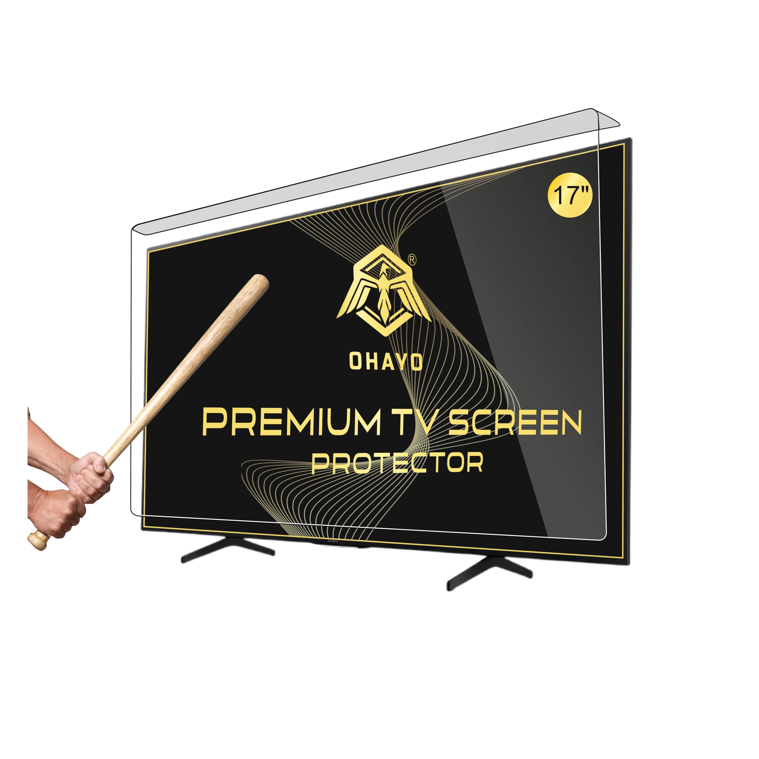 OHAYO 17 Inch Acrylic TV Screen Protector | Compatible with All 17 Inch LED, LCD, OLED, QLED & Smart TVs | 3mm Clear Protective Shield | Not Tempered, Not Glass | 9H Hardness | Military Strength | Scratch Resistant | Splash Resistant | Ultra HD Clarity | Easy Installation