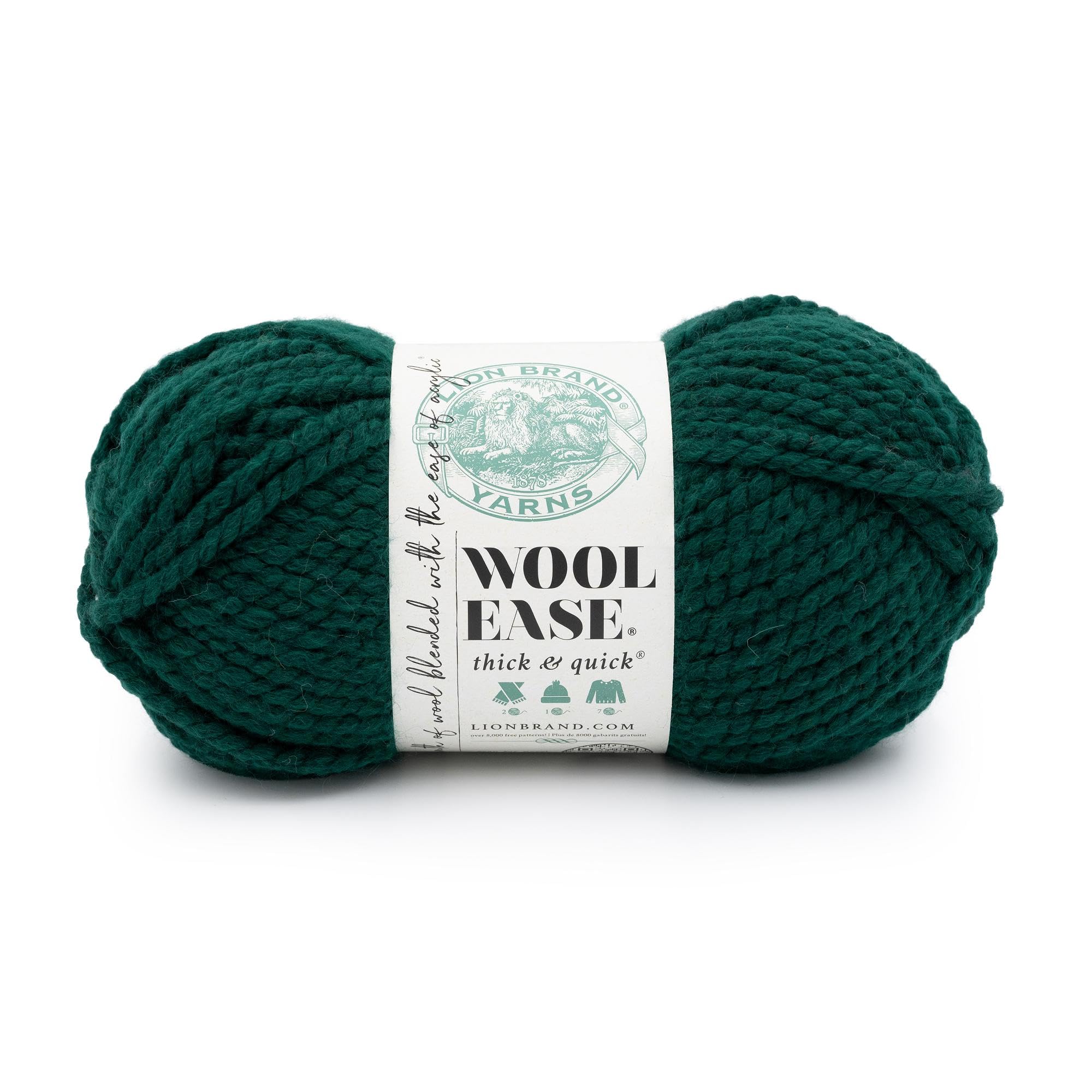 Lion Brand Yarn, Wool-Ease Thick &amp; Quick Yarn, Neptune, Teal, 1 Pack