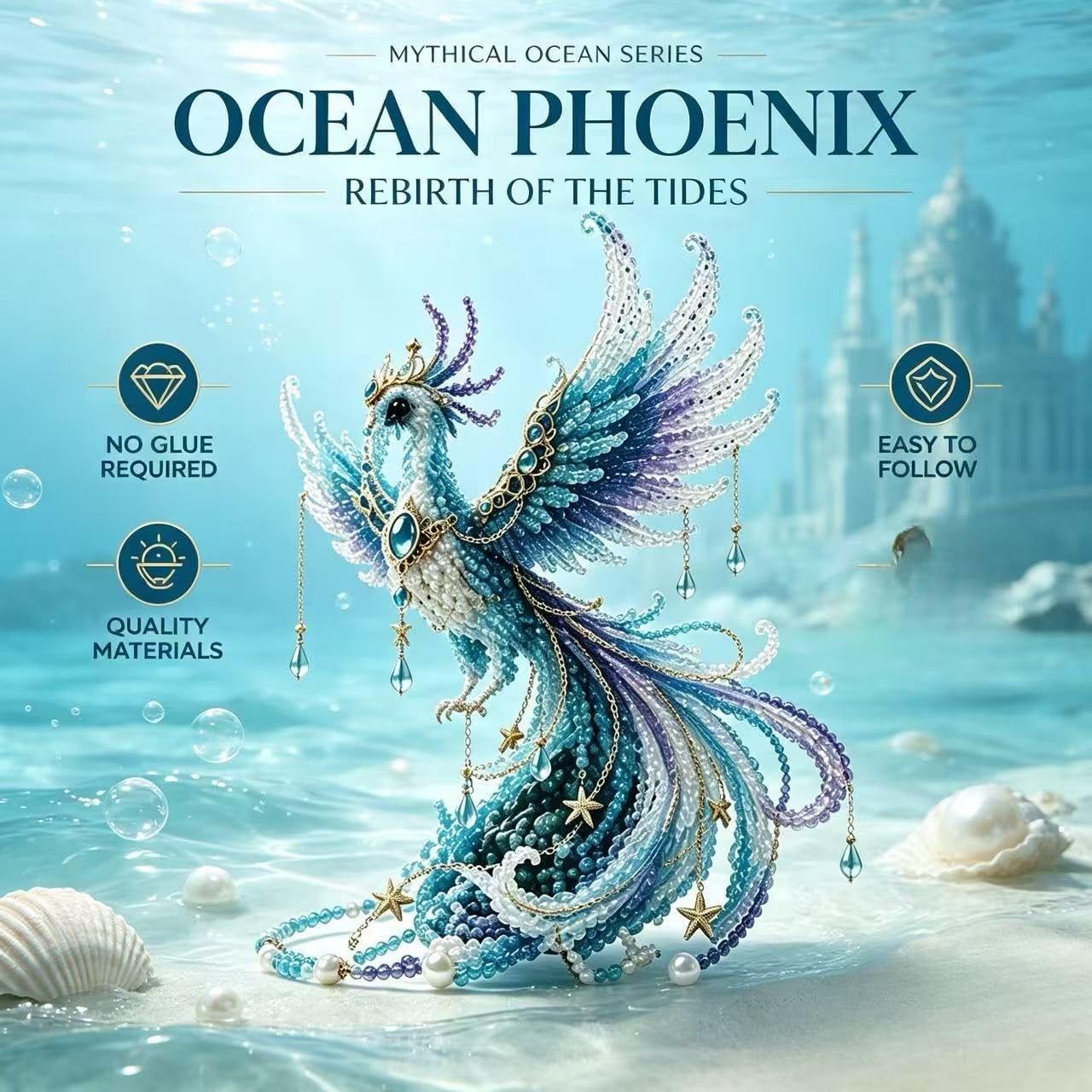 3D DIY Bead Kit - New Fun Ocean Animal Craft Ornament for Adults (PHOENIX) image 3
