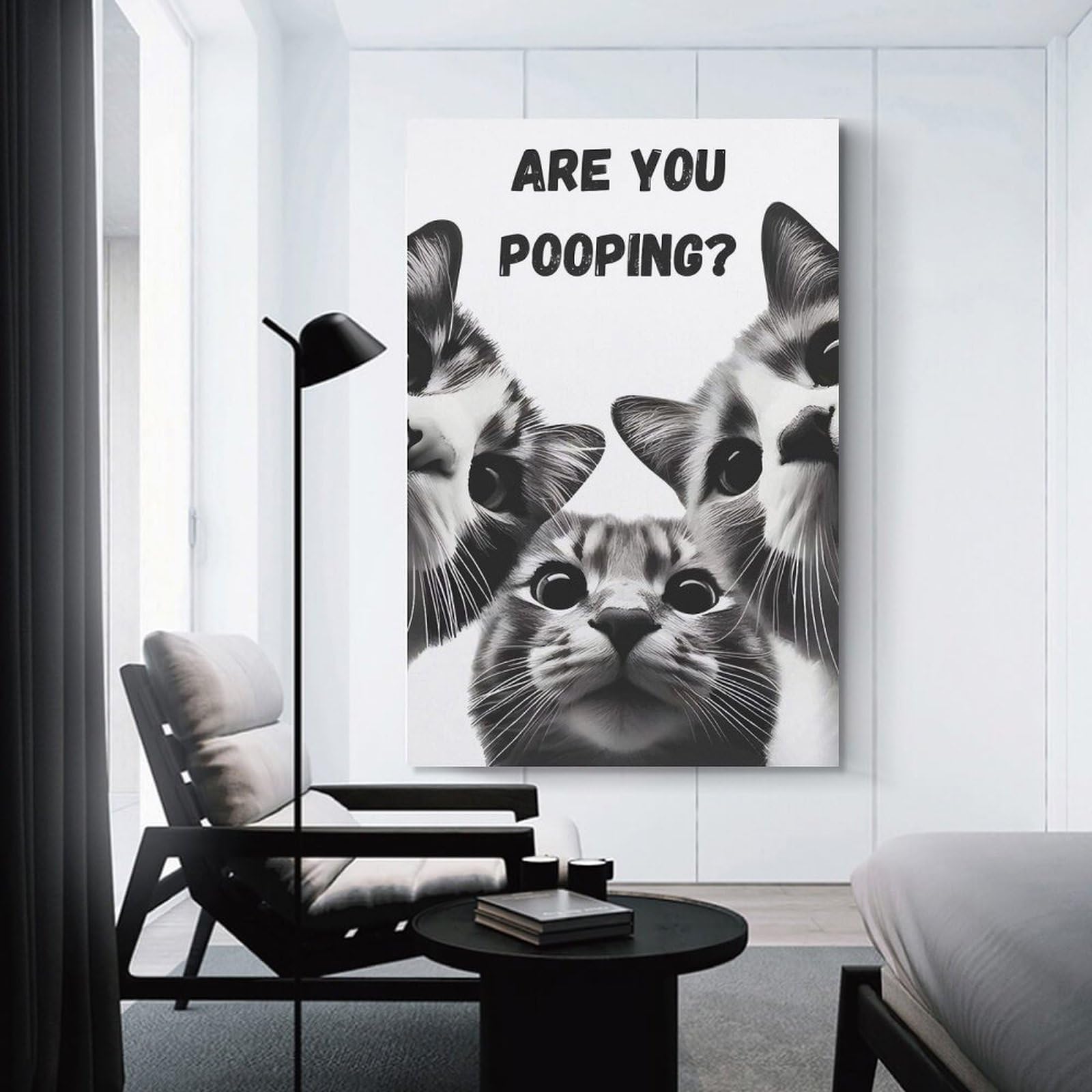 Junmoney Unframe-Style-5 Are You Pooping Cats Canvas Wall Picture, 24X36inch(60X90cm), For Living Room, Bedroom Or Apartment Walls, Decorative Artwork For Empty Walls