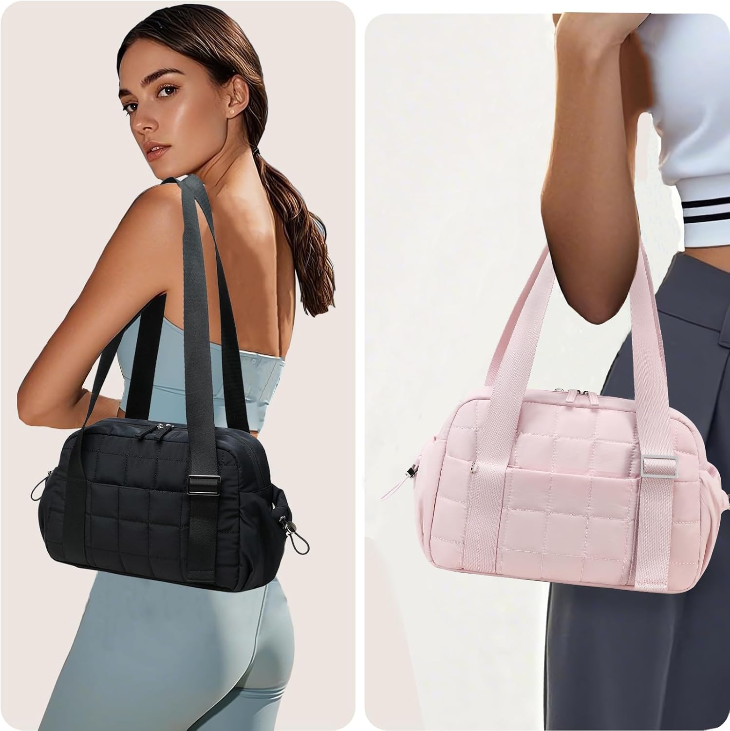 CAMTOP Mini Gym Bag for Women, Small Gym Tote Bag Puffy Quilted Sports Duffel Bag with Wet Compartment and Coin Purse Duffel Bags Dance Yoga Workout Bag for Gifts - Image 9