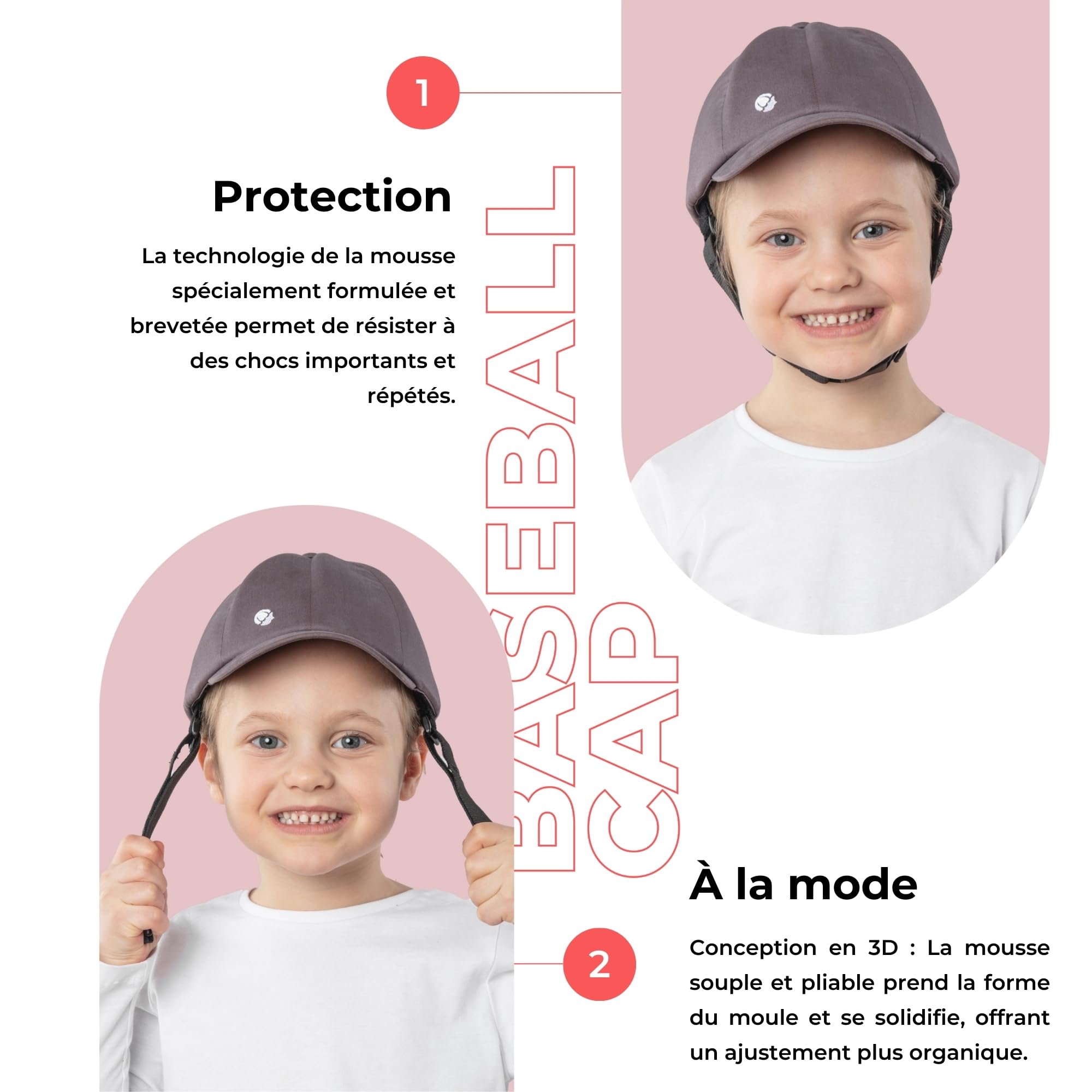 Ribcap Baseball Cap Kids Casque Médical de Sécurité: Protection et Style pour Les Personnes à Risque de Chutes | Idéal pour Épilepsie, Enfants et Toutes Activités