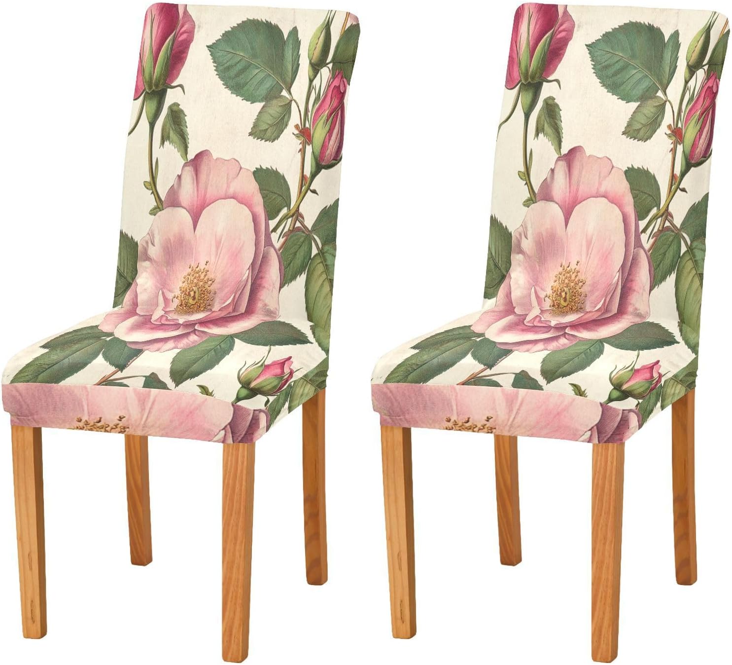 ALAZA Chair Covers for Dining Room, Botanical Garden Vintage Rose Stretch Chair Cover Sets Chair Protector Removable Washable for Ktichen Restaurant Hotel