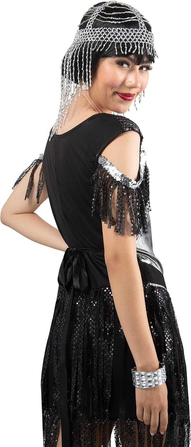 Rubies Forum Roaring 20's Silver Beaded Headpiece, One Size