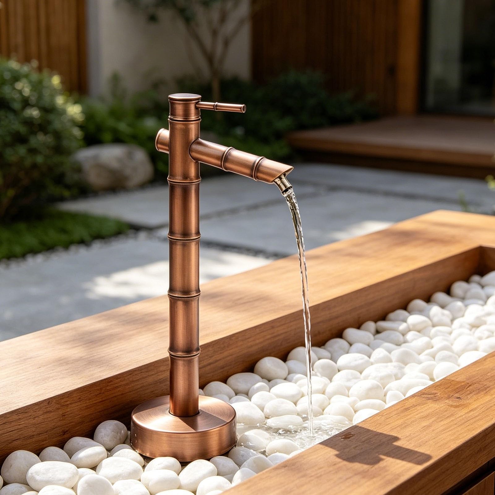 Junvstor 69.5Cm Copper Garden Water Column With Standing Faucet - Outdoor Watering Water Spigot Floor Mounted Yard Hydrant Ground-Mounted Outdoor Faucet Garden Tap(,Side Inlet)