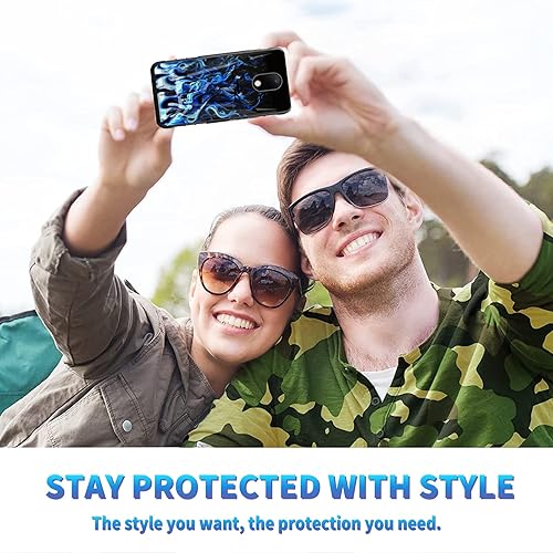 Miniatura 301 de AT&T Calypso 2 (U319AA) Funda con protector de pantalla de vidrio templado resistente con función atril integrado para debut de críquet, ciervo