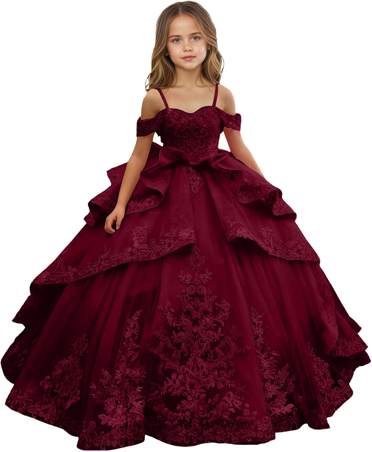 Flower Girl Dresses Lace Applique Flower Girl Dress for Wedding Girls Birthday Party Dress