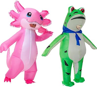 Stegosaurus Axolotl Costumes Deluxe Halloween Air Blow-up Costume Pink Axolotl Costumes for Women Men Cosplay Party