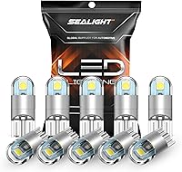 SEALIGHT 194 LED Bulbs 6000K White T10 168 2825 W5W - 3030 Chips Super Bright Pack of 10 for License Plate Dome Map Trunk Lights