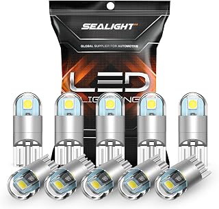 SEALIGHT 194 LED Bulbs 6000K White T10 168 2825 W5W - 3030 Chips Super Bright Pack of 10 for License Plate Dome Map Trunk Lights