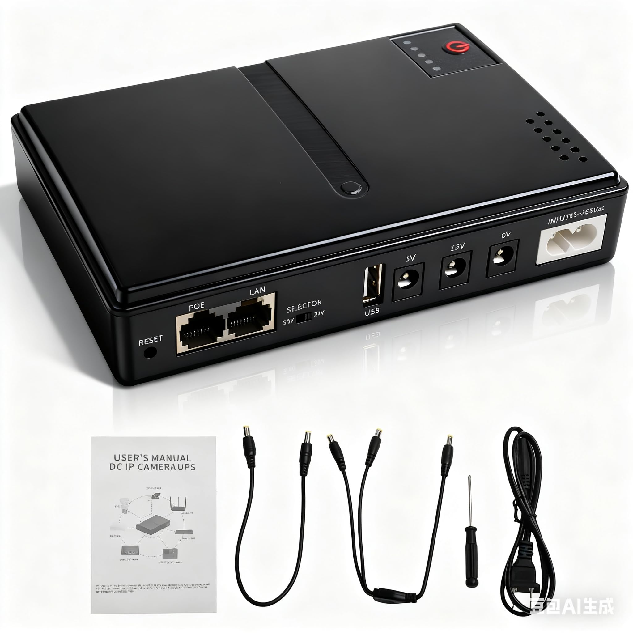 Mini batteria di backup UPS, Gigabit POE, alimentatore portatile, uscita 18W per router, dispositivo, telecamera di sicurezza, macchina presenze impronte digitali, sistema di controllo accessi, con