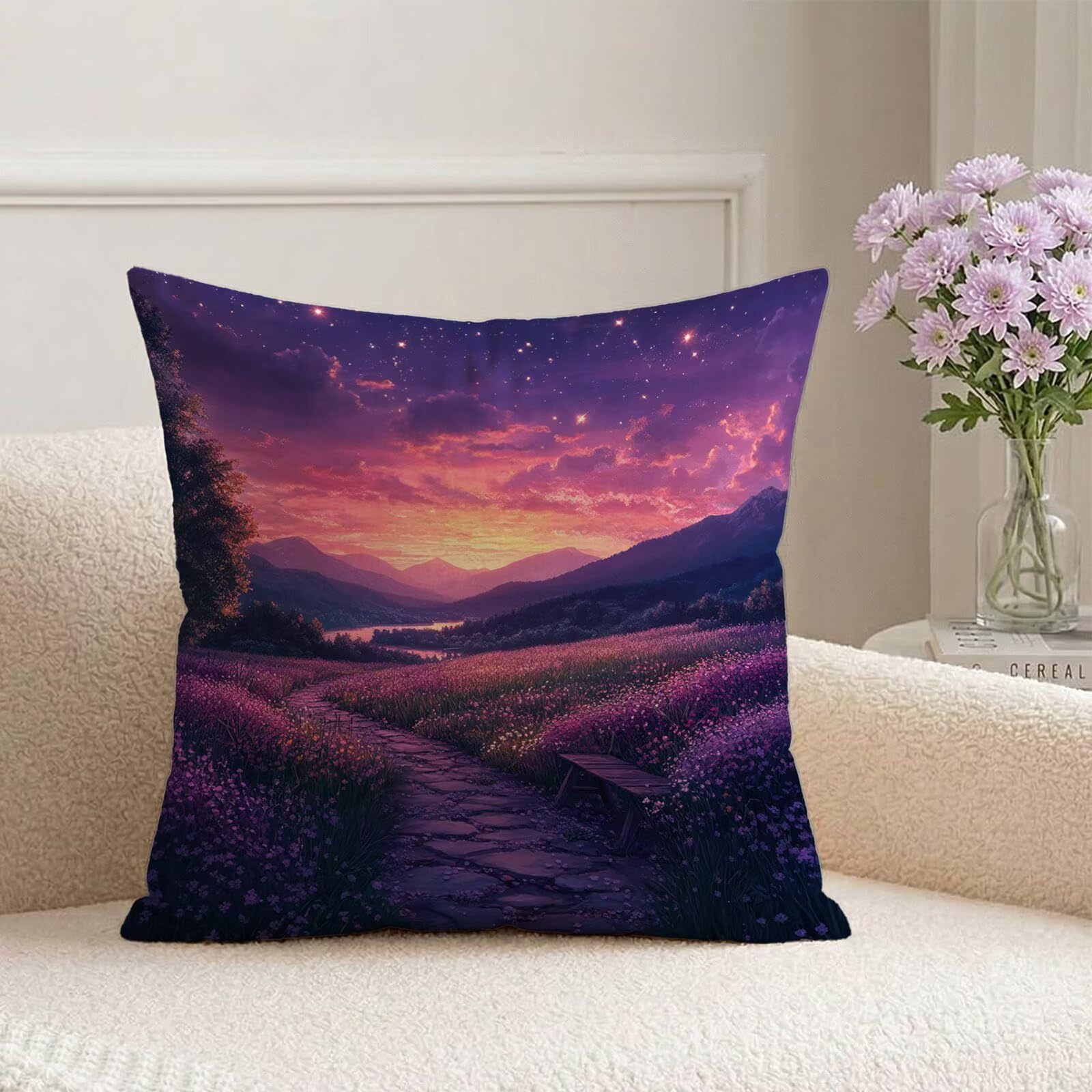 Coussin exterieur impermeable violet 80x80 cm pour deco de jardin et salon design