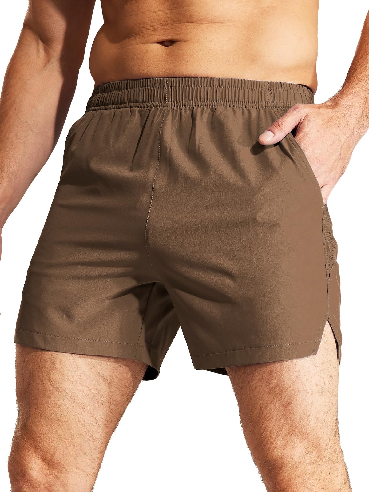 MIER Men's Workout Running Shorts Quick Dry Active 5 Inches Shorts with Pockets, Lightweight, Breathable