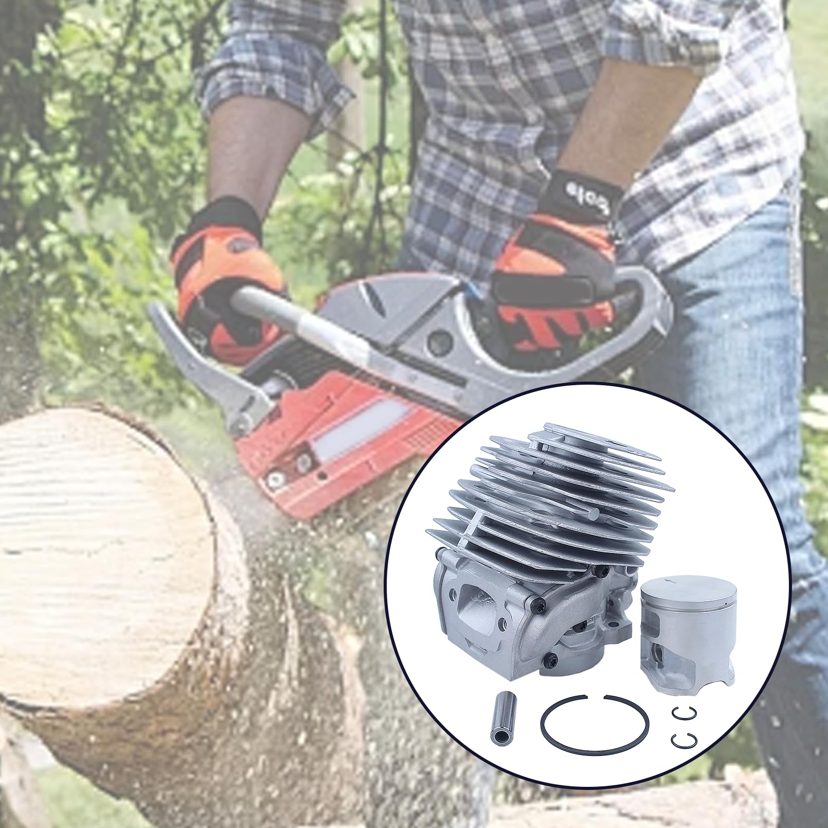 46 mm Zylinder und Kolben Set für Husqvarna 560XP, 560XPG, 562XP, 562XPG Kettensägen, mit Zündkerze und Dekompressionsventil, Ersetzt 575355803