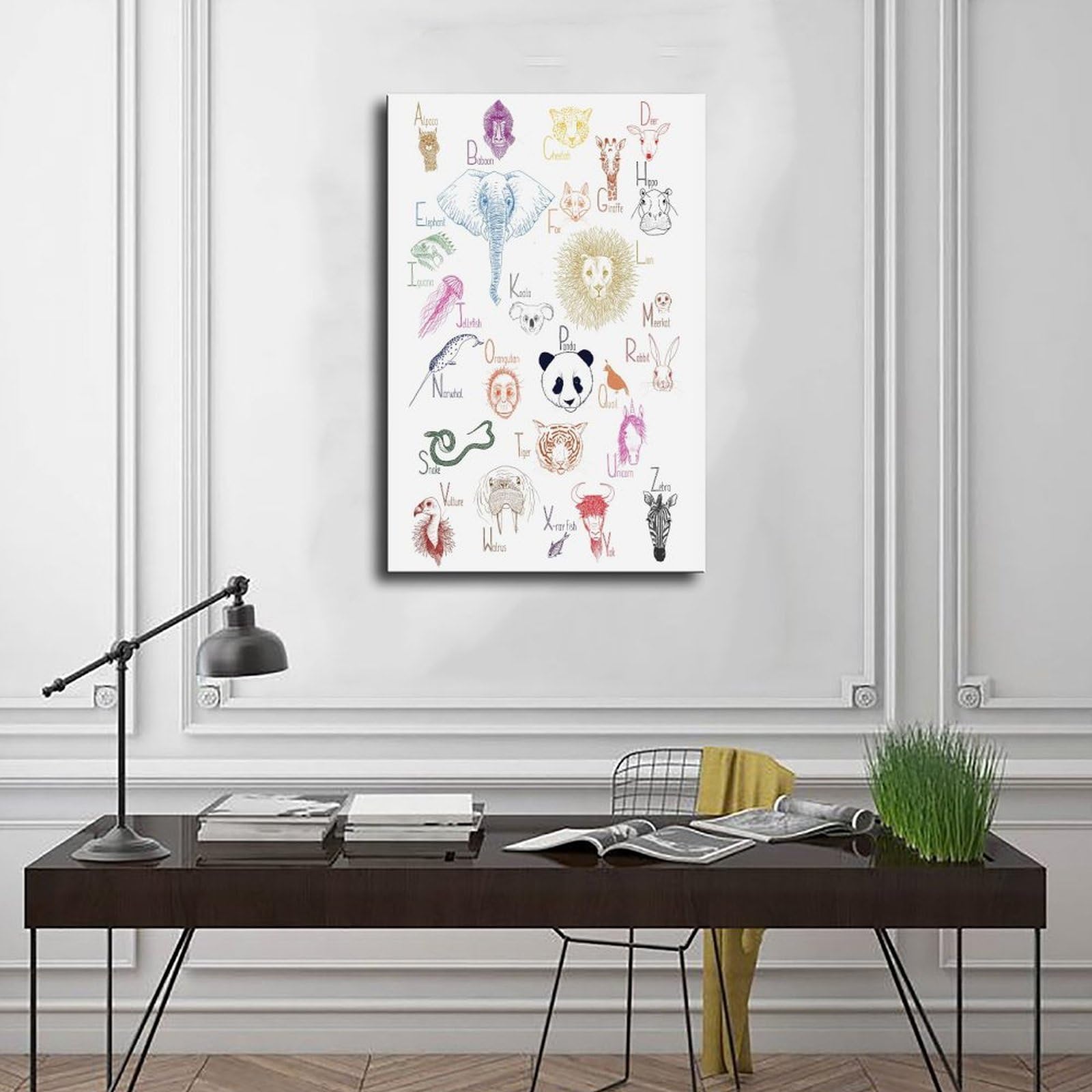 Poster éducatif sur toile de l'alphabet pour enfants - Décoration murale pour salon, chambre à coucher - 61 x 91,4 cm (L x l)